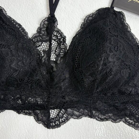 Fredericks of Hollywood Bra Bralette Lace Black Razorback Size S New - Picture 8 of 10